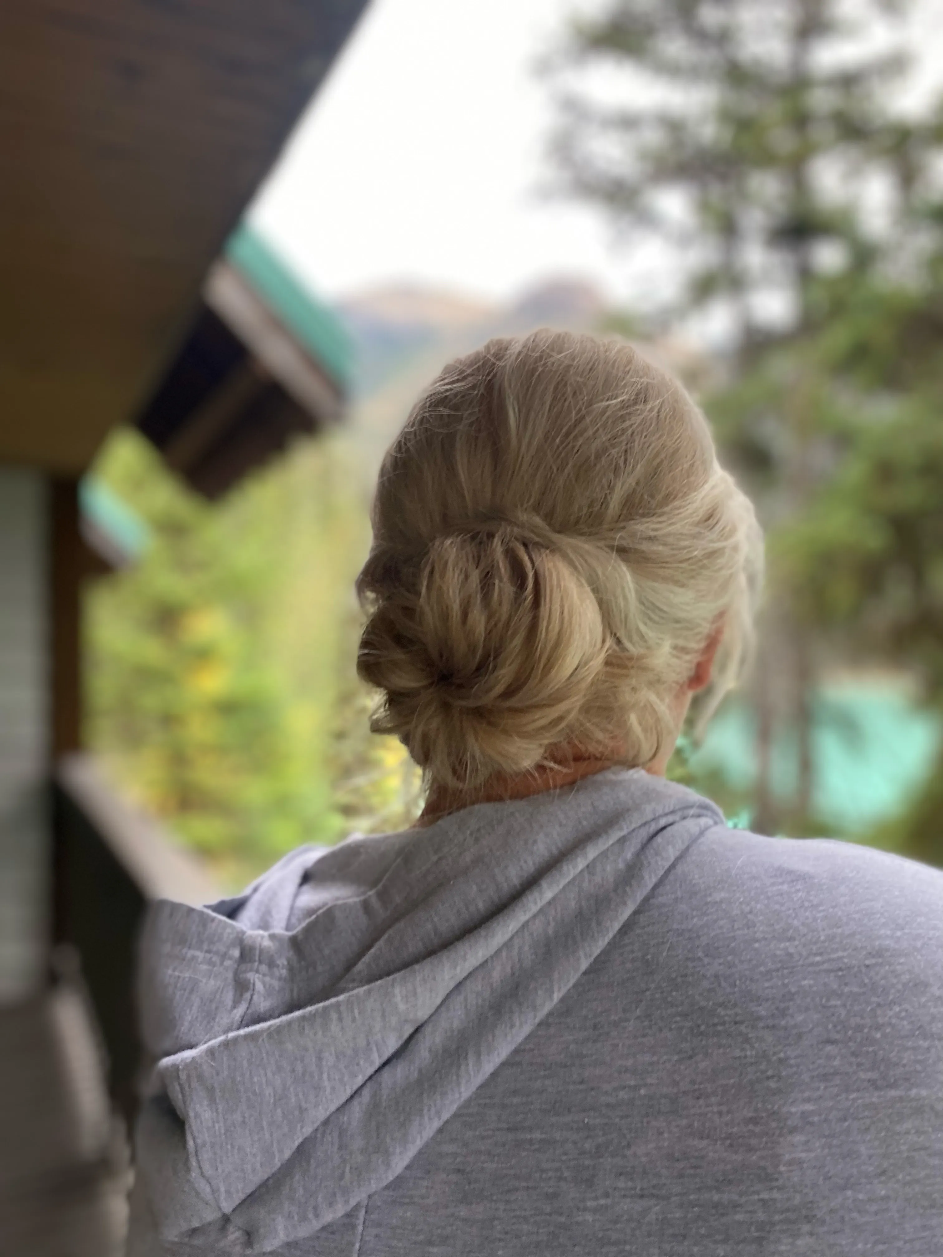 Blonde Cabin Hair Tied Back
