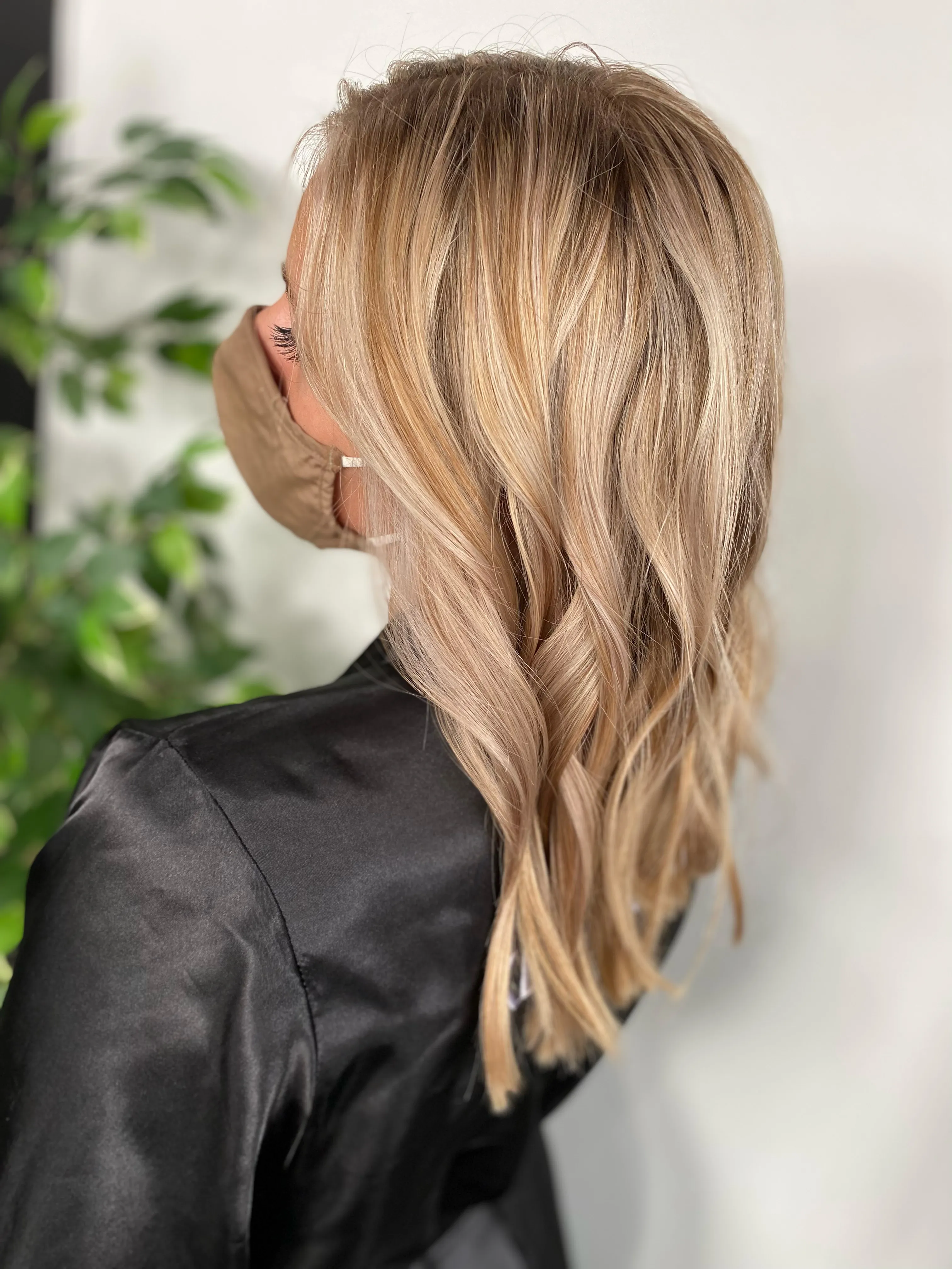 Blonde face mask long side view