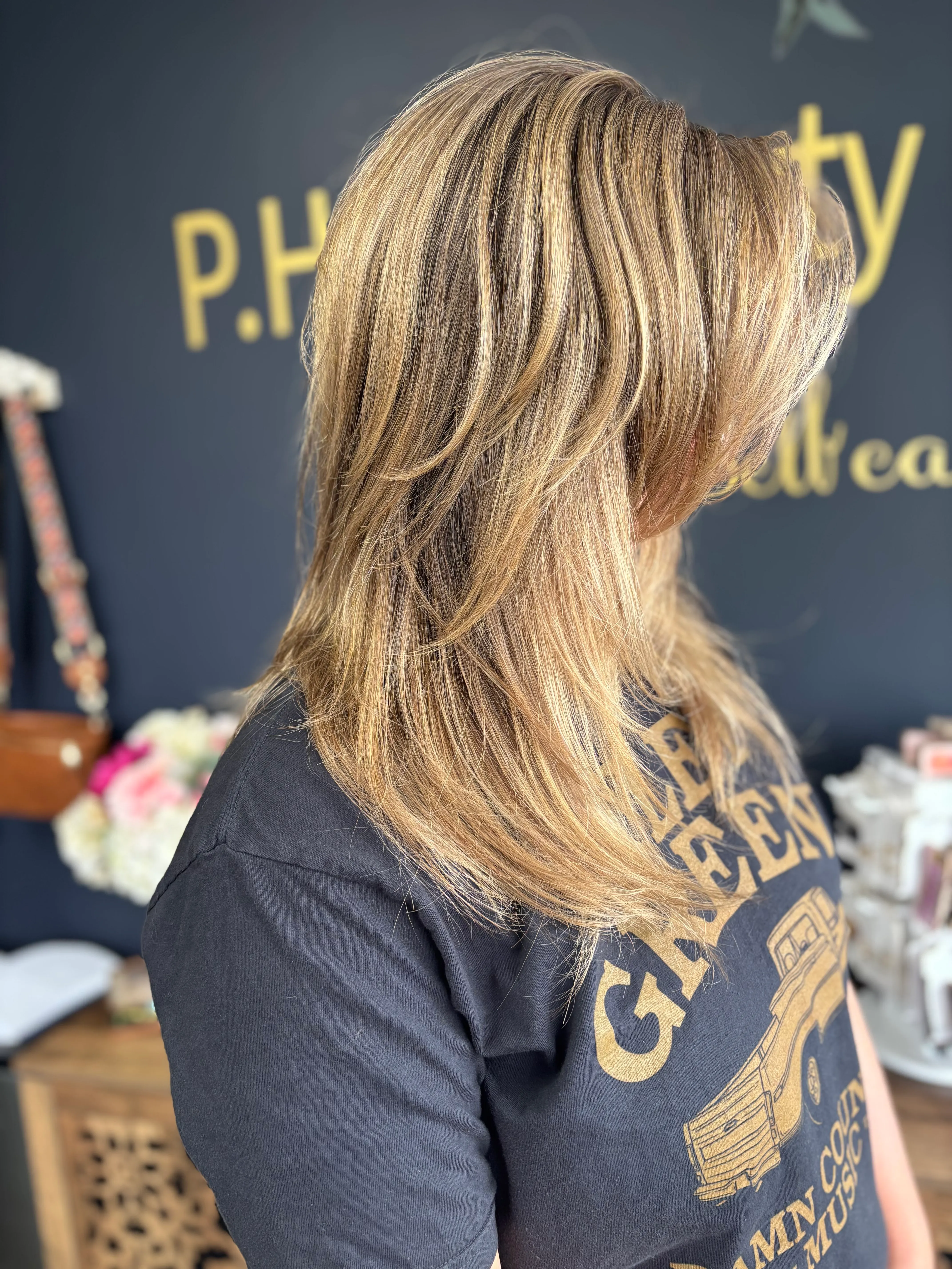 Client blonde hair side