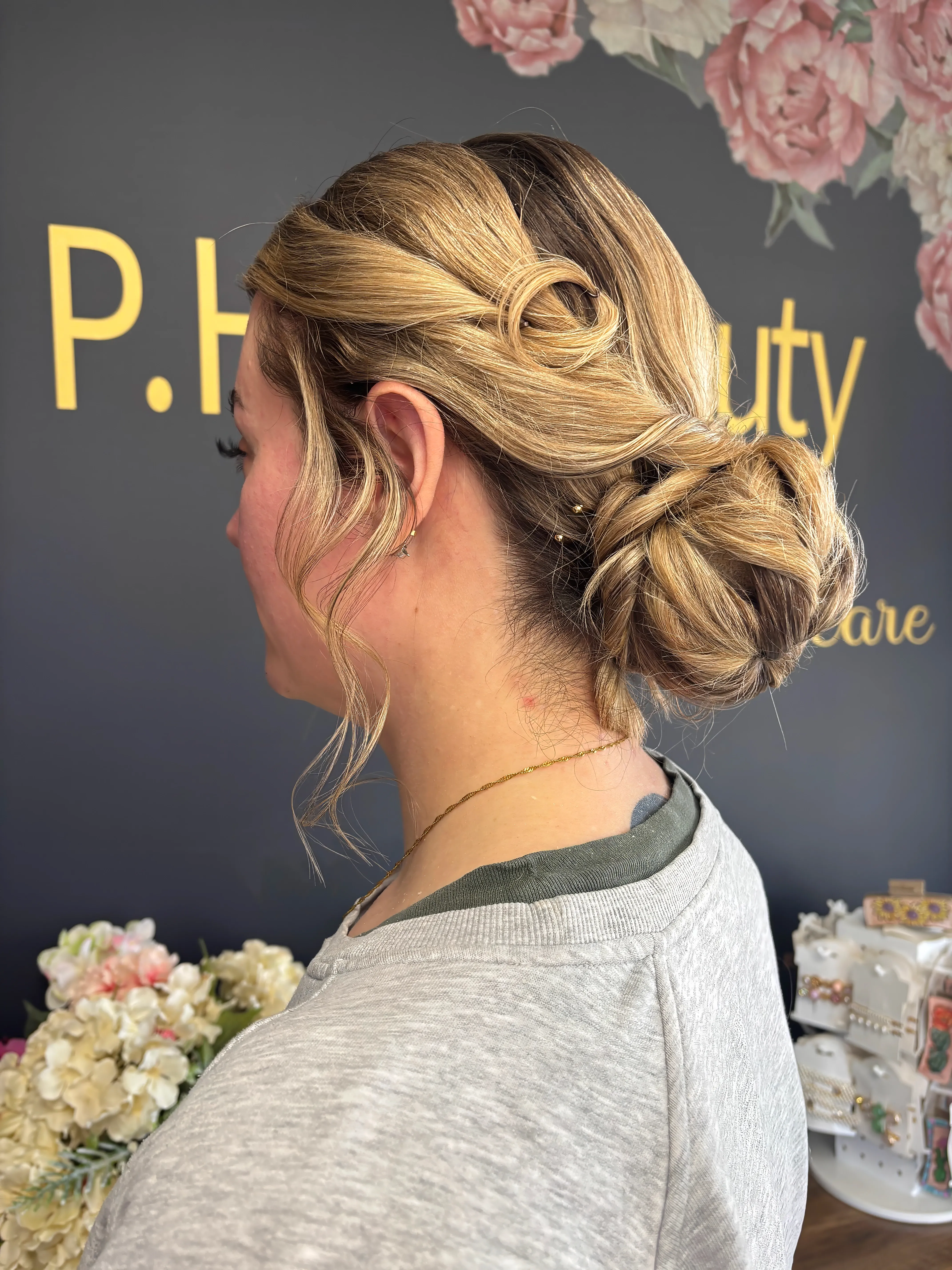 Client blonde hair side view