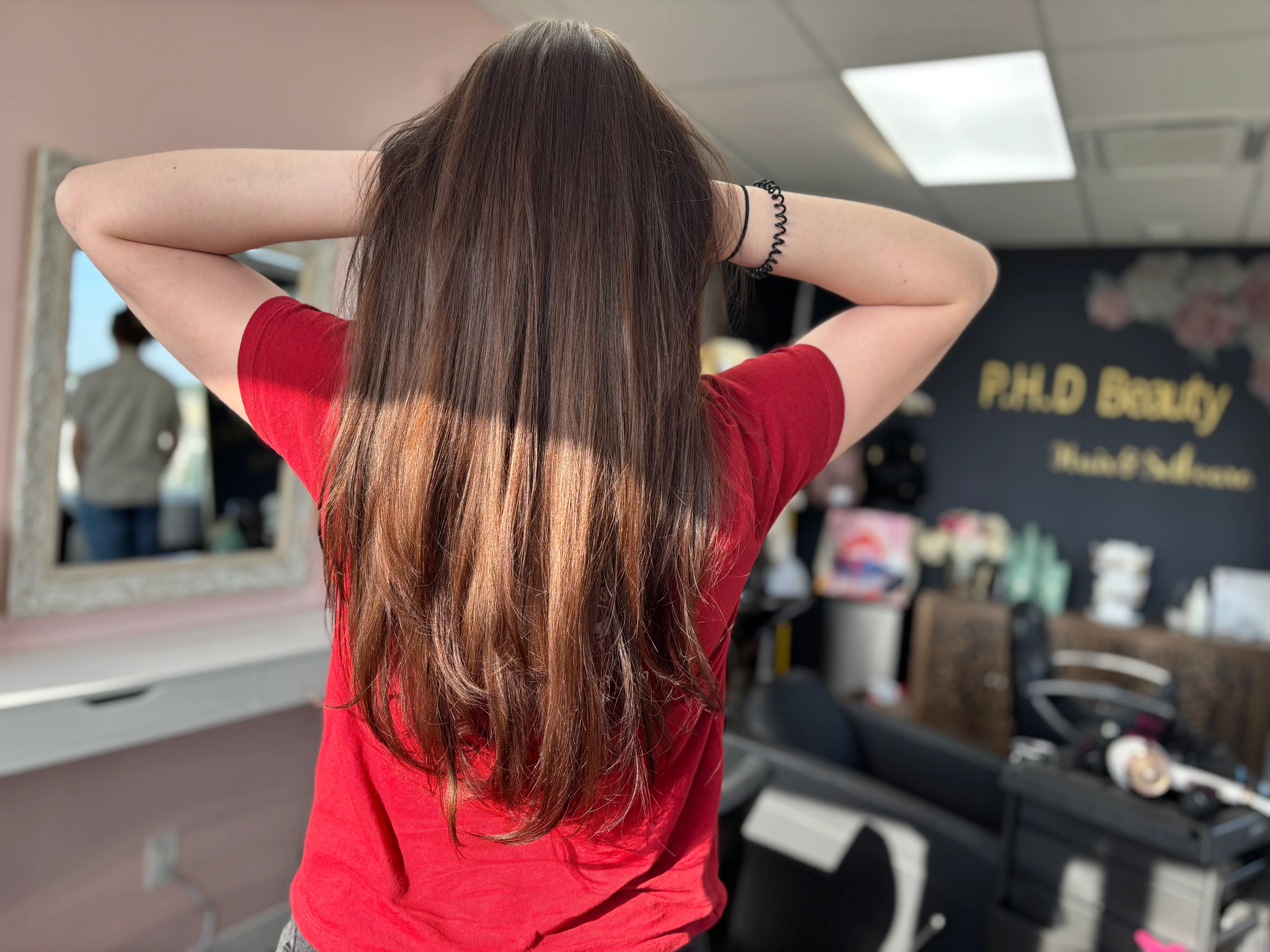 Client brunette back view