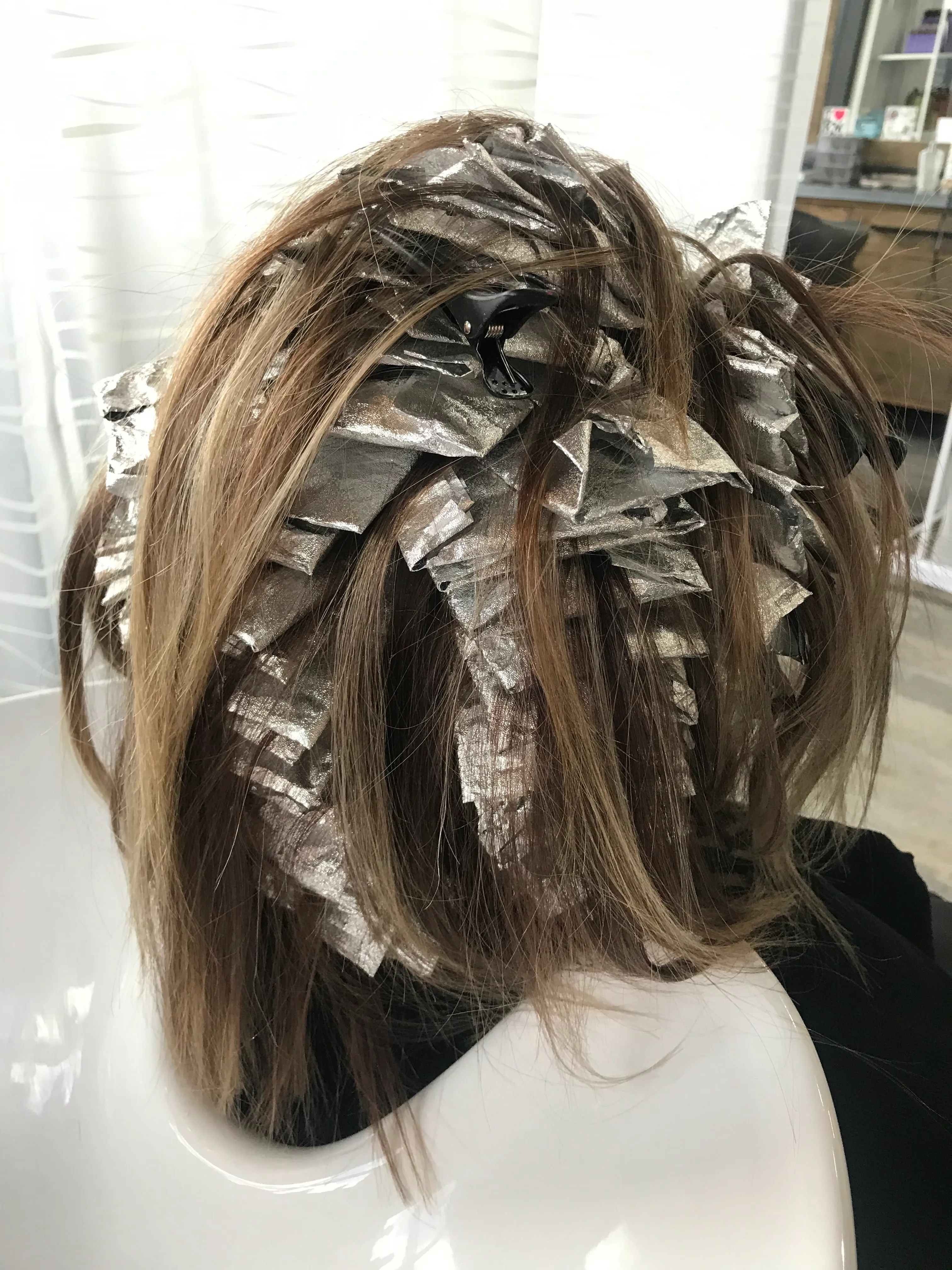 Hair Clip Foils Highlights Back